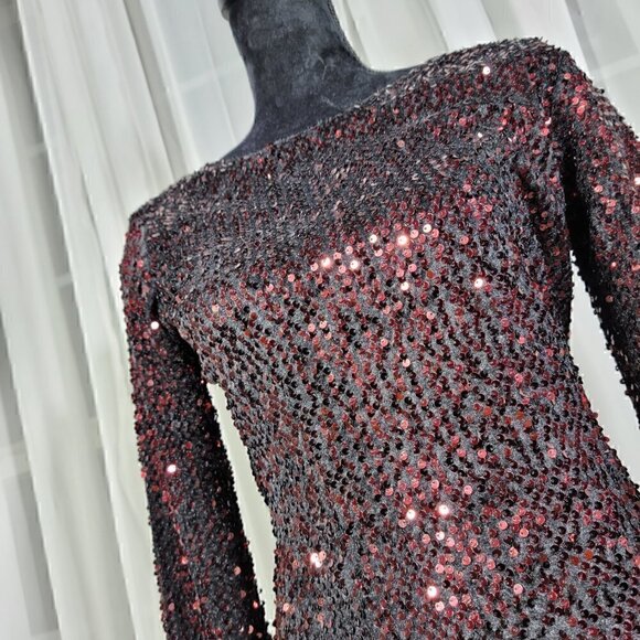 SHEIN Black (Burgundy/Maroon Shimmer) Sequin Dress - Picture 2 of 10